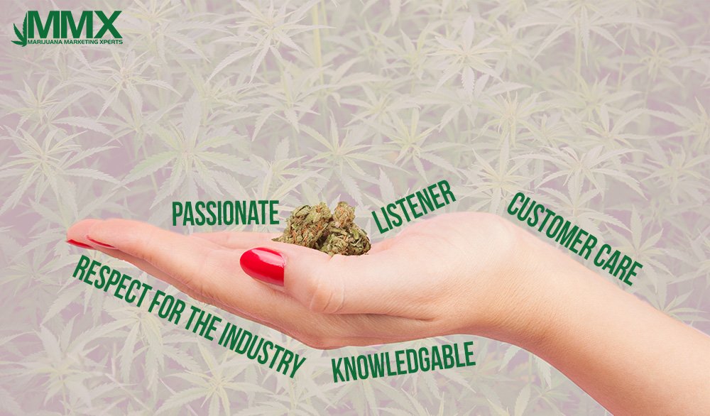 Budtender holding marijuana